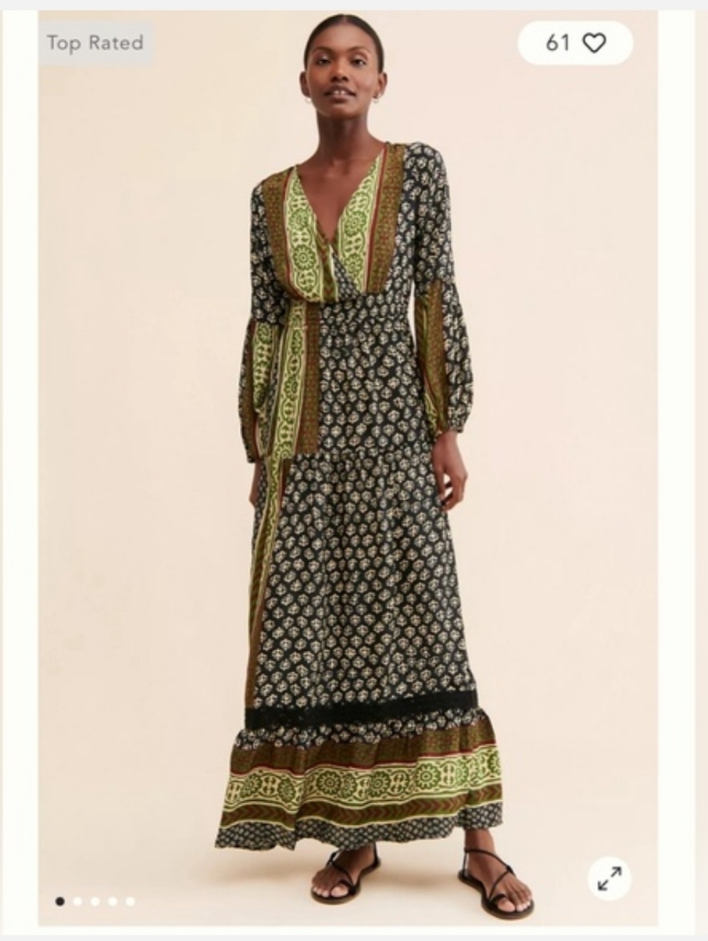 RAGA Green and Red Printed Tunic with Navy Cream Patterning